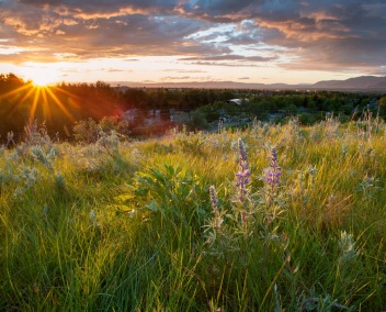 The view at sunset from Peets Hill in Bozeman
